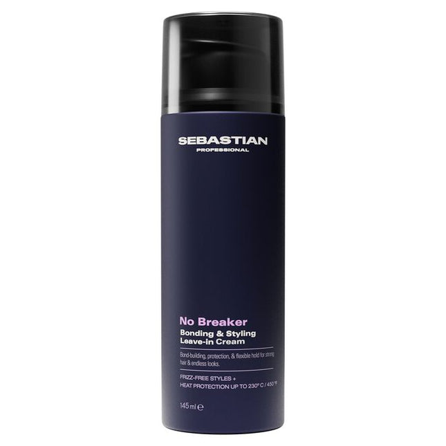 Sebastian Professional NO.BREAKER Bonding & Styling Leave-In Cream loves stressed hair, providing bond-building for frizz control, workable hold & deep conditioning. Achieve frizz-free styles + heat protection up to 230º C / 450 ºF.