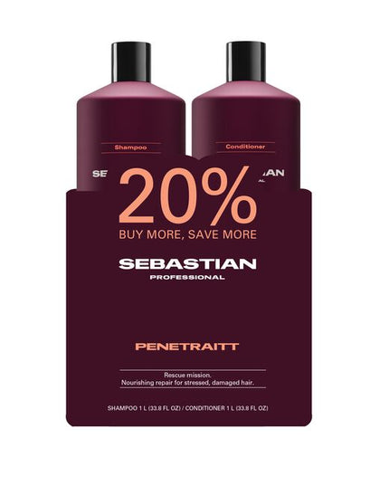 Cleanse and strengthen damaged hair with Sebastian Penetraitt Shampoo & Conditioner. An active rescue system deeply penetrates the hair, helping to remove impurities and reduce breakage. Sebastian Penetraitt shampoo strengthens weak hair against damage due to chemical treatments, heat, and environmental elements. It leaves stressed hair clean, soft, and bouncy and is recommended for enhancing the radiance and richness of color-treated hair.