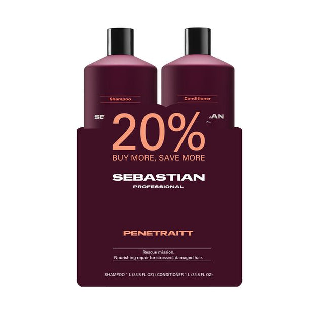 Cleanse and strengthen damaged hair with Sebastian Penetraitt Shampoo & Conditioner. An active rescue system deeply penetrates the hair, helping to remove impurities and reduce breakage. Sebastian Penetraitt shampoo strengthens weak hair against damage due to chemical treatments, heat, and environmental elements. It leaves stressed hair clean, soft, and bouncy and is recommended for enhancing the radiance and richness of color-treated hair.