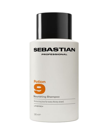 Sebastian Professional Potion 9 Nourishing Shampoo, is a rich-lathering shampoo nourishes and provides deep moisture to dry, depleted strands, leaving hair touchably soft, clean, and ready for creating a style transformation. A moisture-rich cleanse for hair in need of a reset.