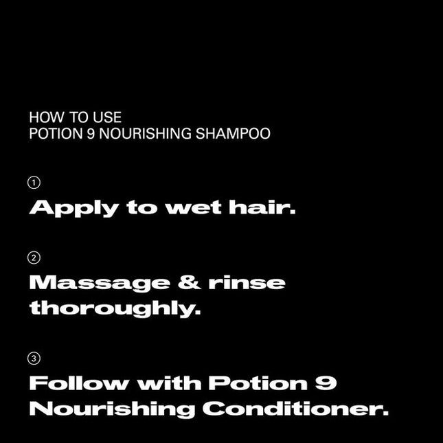 Sebastian Professional Potion 9 Nourishing Shampoo, is a rich-lathering shampoo nourishes and provides deep moisture to dry, depleted strands, leaving hair touchably soft, clean, and ready for creating a style transformation. A moisture-rich cleanse for hair in need of a reset.