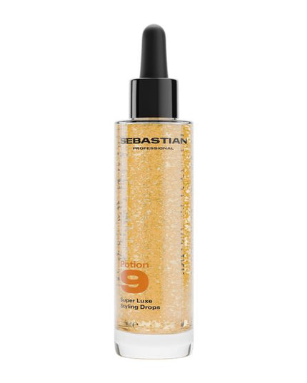 Sebastian Professional Potion 9 Super Luxe Styling Drops - discover drops that do it all. This lightweight hybrid multi-benefit treatment plus styler in one delivers 9 powerful benefits starting with every drop. Infused with micro-encapsulated pearls and boosted with 9 plant botanicals. This styling super power provides 9 benefits including: moisture, 72hr frizz control, protect from heat and UV, reduces breakage and split ends, shine, control, and defines your style.
