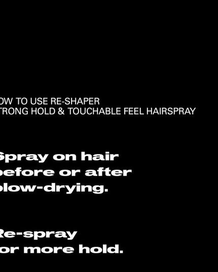 Sebastian Professional Reshaper Strong Hold & Touchable Feel Hairspray, a shaping spray for limitless styling, boasting 24-hour humidity resistance and UV protection. Change your look, boost your roots, or keep your style in place. Sebastian Reshaper—a styling spray that loves all hair types.