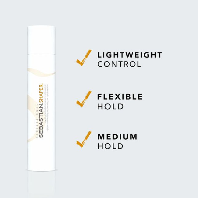 Sebastian Shaper Plus Extra Hold Hairspray provides 24-hour control that's never stiff or sticky and holds up in high humidity.