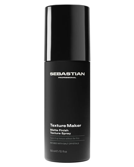 Get turn-it-up texture without the frizz. Sebastian Professional Texture Maker Matte Finish Texture Spray is super versatile, giving reworkable control & a matte finish. Infused with salt crystals, this hairspray loves all hair types.