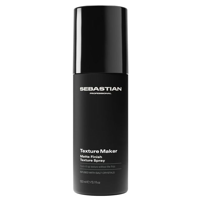 Get turn-it-up texture without the frizz. Sebastian Professional Texture Maker Matte Finish Texture Spray is super versatile, giving reworkable control & a matte finish. Infused with salt crystals, this hairspray loves all hair types.