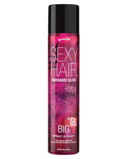 Sexy Hair Special Edition Spray Play Burgundy Bliss Volumizing Hairspray takes you from the pre-party to the after-party. Envelop yourself in this decadent blend of luscious fruit and sophisticated musk fragrance.