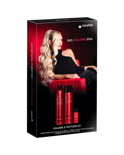 Big Sexy Hair Volume Trio Includes:

(1) - Big Sexy Hair Root Pump Plus, 10 oz.
(1) - Big Sexy Hair Spray & Play Volumizing Hairspray, 10 oz.
(1) - Big Sexy Hair Powder Play Volume & Texture Powder, .53 oz.