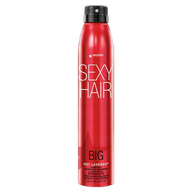 Sexy Hair Concepts Big Sexy Hair Get Layered Flash Dry Hairspray is proven to be the quickest drying hairspray in its category. It provides volume, density and the ability to increase hold by layering.