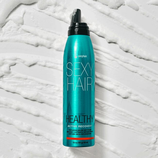 Ideal for all hair types, SexyHair Healthy Active Recovery Repairing Blow Dry Foam is a lightweight blow-dry foam that helps to repair damaged hair while you style. It strengthens the hair, reducing breakage by up to 99%, while also improving hair manageability &amp; smoothness without weighing it down.