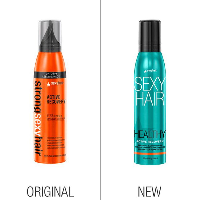 Ideal for all hair types, SexyHair Healthy Active Recovery Repairing Blow Dry Foam is a lightweight blow-dry foam that helps to repair damaged hair while you style. It strengthens the hair, reducing breakage by up to 99%, while also improving hair manageability &amp; smoothness without weighing it down.