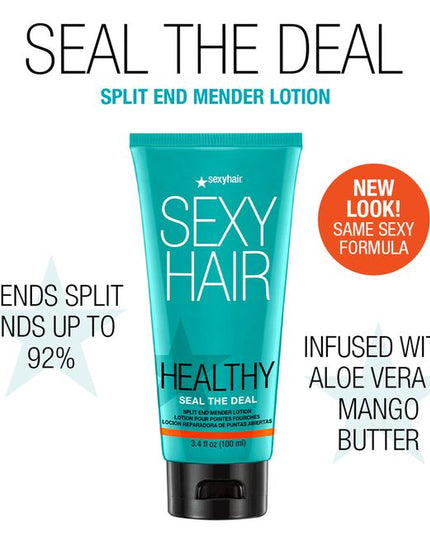 Prime hair for smooth success with Seal the Deal Split-End Mender Lotion to strengthen the hair &amp; help reduce the appearance of split ends after each use.