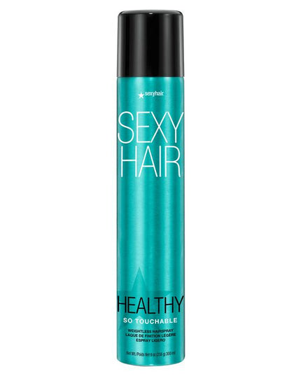 SexyHair Healthy So Touchable Lightweight Hairspray provides soft buildable hold &amp; shine for a touchable finish with natural movement. Its ultra-lightweight application comes out in a fine mist to gently support your style—and hair hydration. This flexible hairspray helps tame frizz &amp; flyaways, leaving your hair healthier looking with a brushable finish for easy restyling.