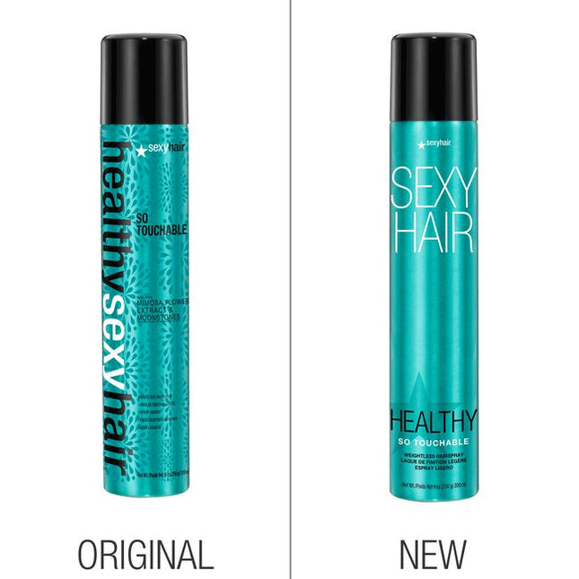 SexyHair Healthy So Touchable Lightweight Hairspray provides soft buildable hold &amp; shine for a touchable finish with natural movement. Its ultra-lightweight application comes out in a fine mist to gently support your style—and hair hydration. This flexible hairspray helps tame frizz &amp; flyaways, leaving your hair healthier looking with a brushable finish for easy restyling.