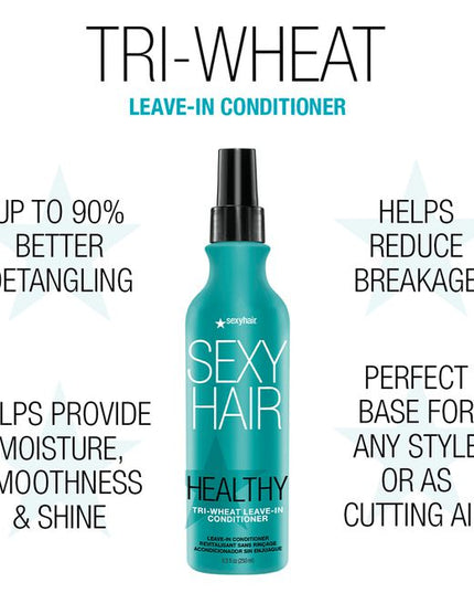 Keep the tangles at bay and the breakage away. Tri-Wheat Leave In reduces breakage up to 81% and improves detangling up to 90%. This multi-tasking leave in conditioner tames frizz and flyaways, improves smoothness, adds shine, nourishes, adds moisture, and prevents split ends all while delivering up to 72 hours of humidity resistance and thermal protection up to 450˚F.