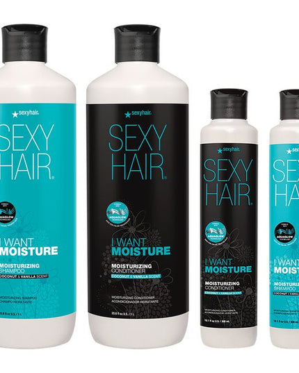I Want Moisture Stylist Intro Includes:

(2) - I Want Moisturizing Shampoo, 10.1 fl. oz.
(1) - I Want Moisturizing Shampoo, 33.8 fl. oz.
(2) - I Want Moisturizing Conditioner, 10.1 fl. oz.
(1) - I Want Moisturizing Conditioner, 33.8 fl. oz.