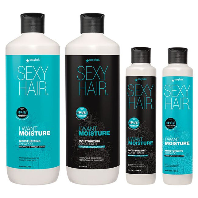 I Want Moisture Stylist Intro Includes:

(2) - I Want Moisturizing Shampoo, 10.1 fl. oz.
(1) - I Want Moisturizing Shampoo, 33.8 fl. oz.
(2) - I Want Moisturizing Conditioner, 10.1 fl. oz.
(1) - I Want Moisturizing Conditioner, 33.8 fl. oz.