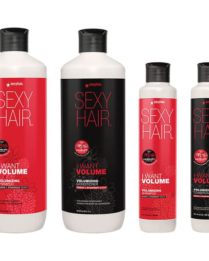 I Want Volume Stylist Intro Includes:

(2) - I Want Volumizing Shampoo, 10.1 fl. oz.
(1) - I Want Volumizing Shampoo, 33.8 fl. oz.
(2) - I Want Volumizing Conditioner, 10.1 fl. oz.
(1) - I Want Volumizing Conditioner, 33.8 fl. oz.