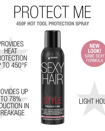 Escape the heat with Protect Me 450°F Hot Tool Protection Spray. Ideal for all hair types, this versatile heat protector also delivers a light hold and style memory for long lasting results while reducing breakage by 53%.