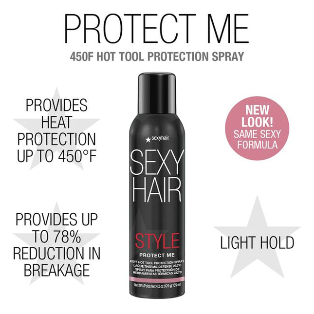Escape the heat with Protect Me 450°F Hot Tool Protection Spray. Ideal for all hair types, this versatile heat protector also delivers a light hold and style memory for long lasting results while reducing breakage by 53%.