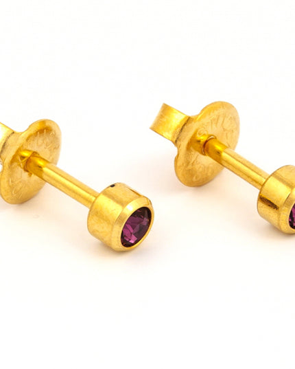 Studex Gold Plated Bezel Set Birthstone Earrings (1 pair)