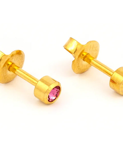 Studex Gold Plated Bezel Set Birthstone Earrings (1 pair)