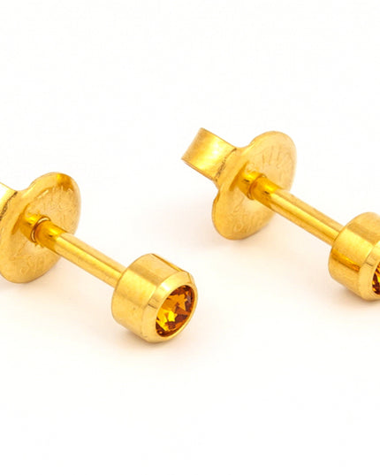 Studex Gold Plated Bezel Set Birthstone Earrings (1 pair)