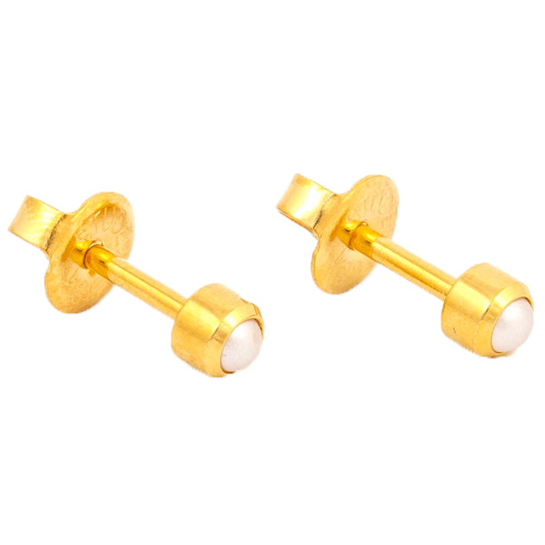 Studex Gold Plated Bezel Set Pearl, 1 pair