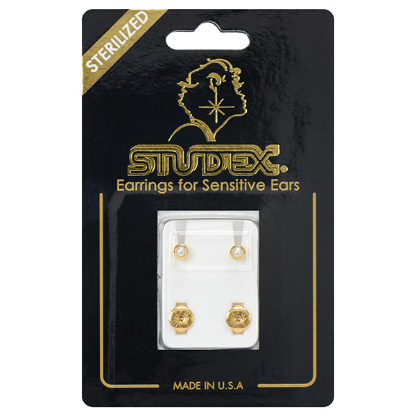 Studex Gold Plated Bezel Set Pearl, 1 pair