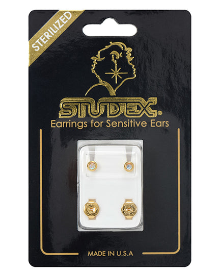 Studex Gold Plated Bezel Set Rock Crystal, 1 pair