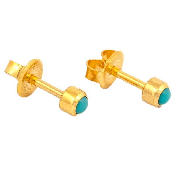 Studex Gold Plated Bezel Set Turquoise, 1 pair