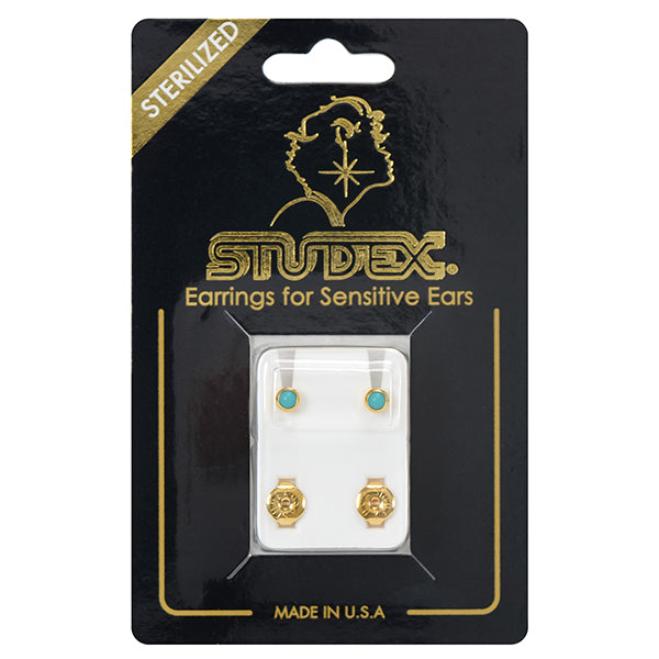 Studex Gold Plated Bezel Set Turquoise, 1 pair