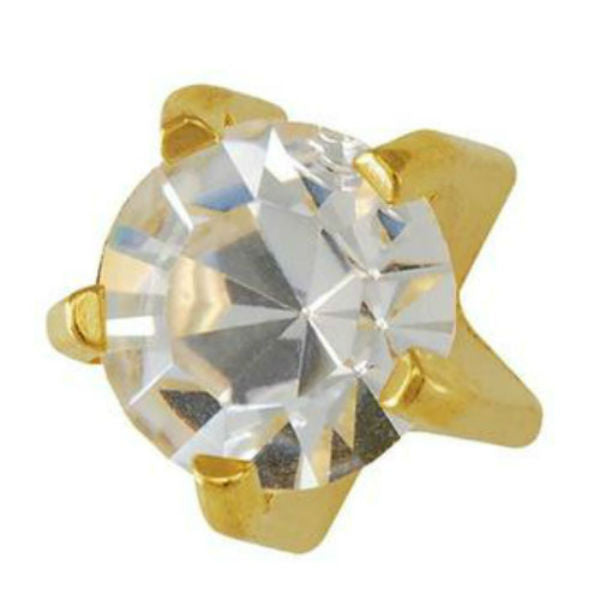 Studex Gold Plated Tiffany Set Earrings, Regular Cubic Zirconia, 1 pair