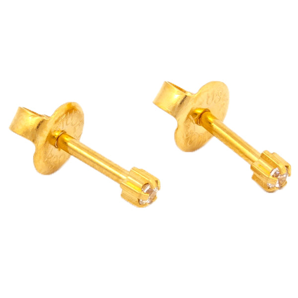 Studex Gold Plated Tiffany Set Mini Cubic Zirconia, 1 pair