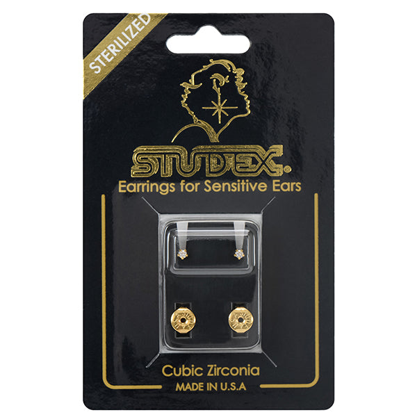 Studex Gold Plated Tiffany Set Mini Cubic Zirconia, 1 pair