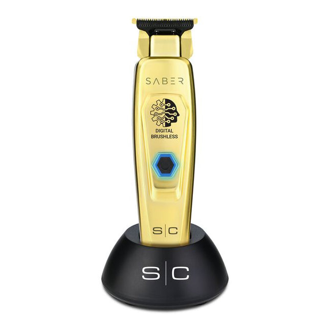 Experience the new standard with the Saber Professional Brushless Motor Hair Trimmer. With a whisper-quiet digital motor and the perfect blade combination - the Saber crunches so loud you can hear the cutting echo. The combination of the&nbsp;high torque Brushless Motor and the X-Pro blade with "The One" cutter&nbsp;can edge up with laser lines and also blast through bulk.