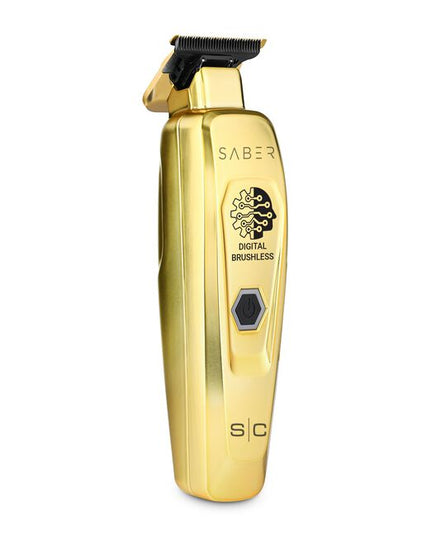 Experience the new standard with the Saber Professional Brushless Motor Hair Trimmer. With a whisper-quiet digital motor and the perfect blade combination - the Saber crunches so loud you can hear the cutting echo. The combination of the&nbsp;high torque Brushless Motor and the X-Pro blade with "The One" cutter&nbsp;can edge up with laser lines and also blast through bulk.