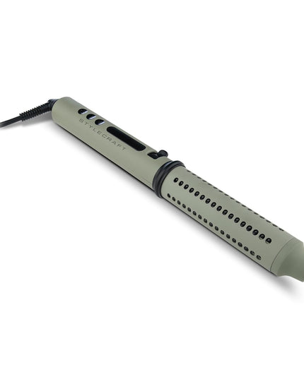 Elevate your hair styling routine with our premium ceramic barrel 2-in-1 Styling Brush and Curling Wand. Transform your hair into a masterpiece with our innovative styling tool, featuring a 1.25"" premium ceramic barrel infused with nourishing keratin, argan, and coconut oils.