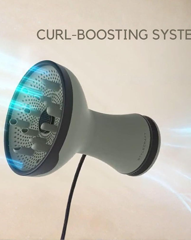 Engineered for curly and coily hair, the StyleCraft 2-in-1 Diffuser and Hair Dryer is an essential part of a perfect curl-defining ritual. Crafted to work with unique textures, it helps reduce frizz while boosting the inherent shape and bounce of curls. 