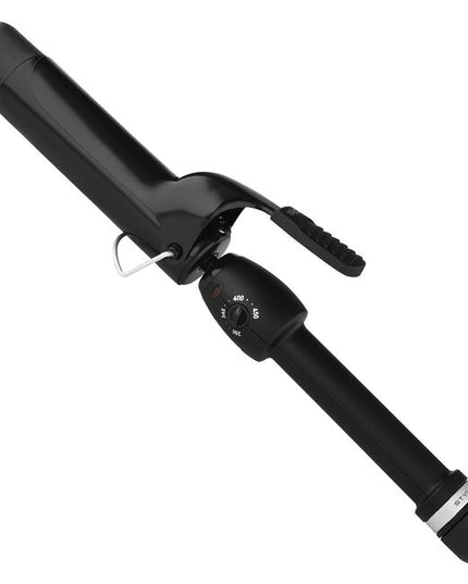 Achieve stunning, quality curls with the StyleCraft Black Gold Curling Iron.The ceramic barrel is coated emitting negative ions that seal the hair cuticles to significantly reduce frizz and enhance shine. 