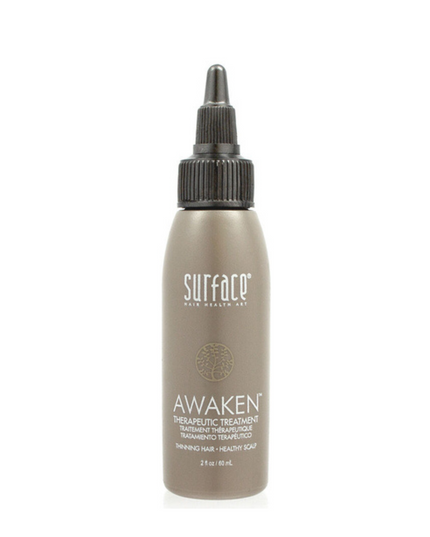 Surface's Awaken Therapeutic Treatment uses natural extracts including saw palmetto with mineral ferments and antioxidants to help detoxify and rejuvinate the scalp and follicle. Nutrients are maximized with vegan protein and essential amino acids.