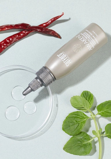 Surface's Awaken Therapeutic Treatment uses natural extracts including saw palmetto with mineral ferments and antioxidants to help detoxify and rejuvinate the scalp and follicle. Nutrients are maximized with vegan protein and essential amino acids.