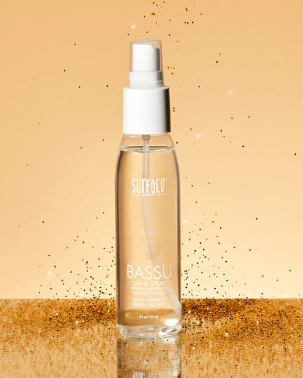 Sustainably harvested babassu oil and the color vita-complex in Surface's Bassu Shine Spray instantly intensifies shine, detangles, and protects.