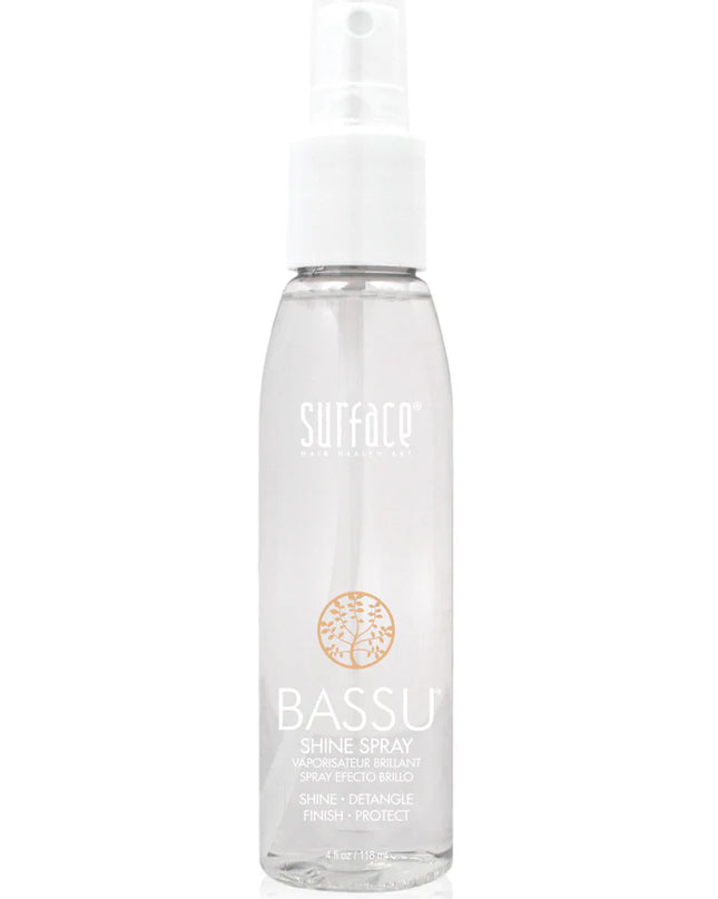 Sustainably harvested babassu oil and the color vita-complex in Surface's Bassu Shine Spray instantly intensifies shine, detangles, and protects.