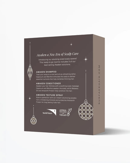 Awaken A New Era Of Scalp Care. A healthy scalp means healthy hair. Get started on a new hair journey with our 3-piece scalp-saving and styling set, including Shampoo, Conditioner, and our fan-favorite Texture Spray.