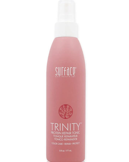 Surface's Trinity Protein Repair Tonic revives and repairs. Amaranth, soy and keravis cationic proteins penetrate, repair, condition, shine and protect. Heat styling maximized reconstruction!
