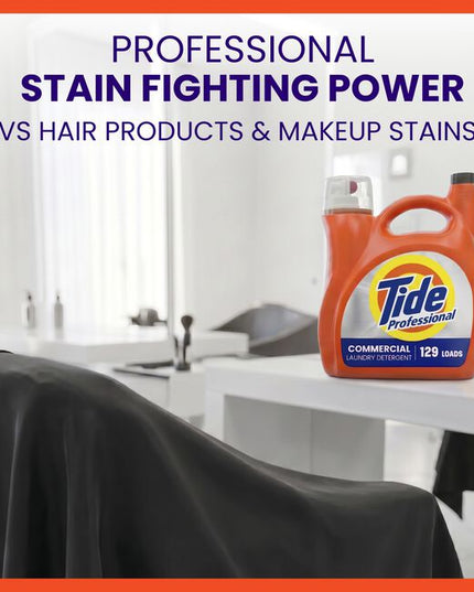 As a salon owner or professional, you understand the importance of a clean and inviting environment. Discover Tide Professional, a laundry solution specifically formulated for pros from America's #1 Trusted Laundry Detergent Brand*. From client towels to styling capes and colored aprons, Tide Professional is formulated to help remove salon stains in one wash, maintaining the quality of your textiles and enabling a fresh, professional atmosphere for your clients.