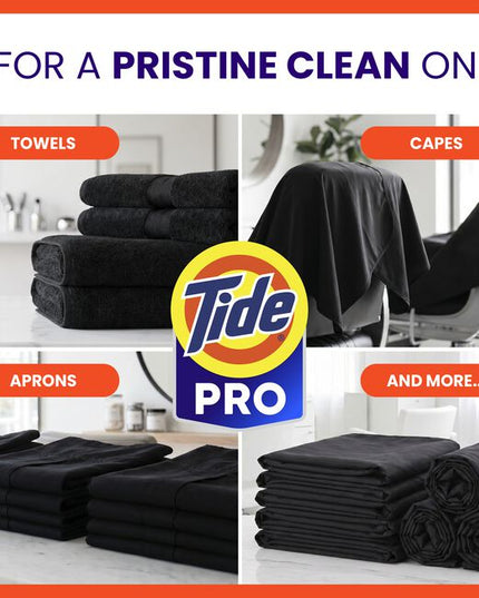 As a salon owner or professional, you understand the importance of a clean and inviting environment. Discover Tide Professional, a laundry solution specifically formulated for pros from America's #1 Trusted Laundry Detergent Brand*. From client towels to styling capes and colored aprons, Tide Professional is formulated to help remove salon stains in one wash, maintaining the quality of your textiles and enabling a fresh, professional atmosphere for your clients.