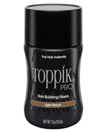 Toppik™ PRO is made of colored Keratin protein. Toppik™ PRO Fibers blend undetectably with existing hair, instantly making it look full and thick.