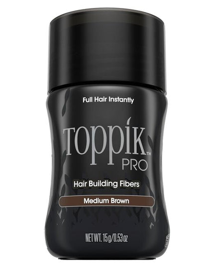 Toppik™ PRO is made of colored Keratin protein. Toppik™ PRO Fibers blend undetectably with existing hair, instantly making it look full and thick.